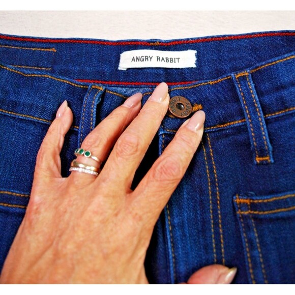 Angry Rabbit Jeans Womens 30/11 Flare Stretch Denim Front Patch Pockets ASF466 - Picture 3 of 9